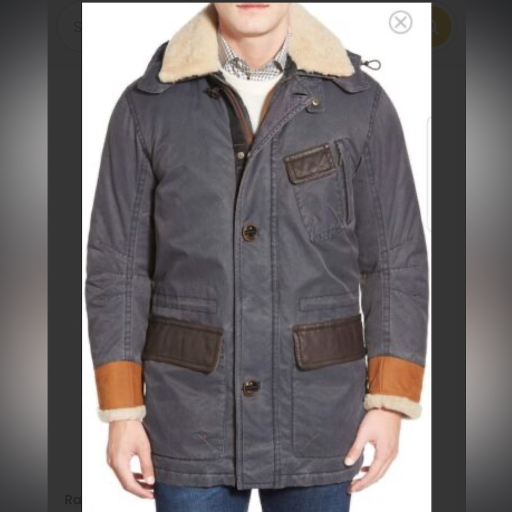 Rainforest ThermoLuxe Real Shearling Trim Daviston Coat Jacket - Black - Size XL